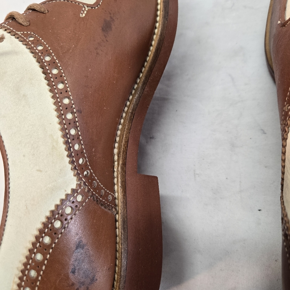 Vintage Gucci Spectator Men's 41D Brown Beige Italy Derby Oxfords Dress Shoes - Picture 5 of 8